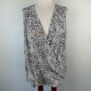 Philosophy Leopard Print Sleeveless Blouse Top Size L EUC